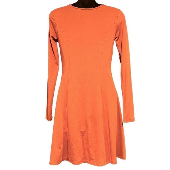 Mudd Dusty Coral Long Sleeve Caged Skater Dress Women’s Small - Picture 2 of 5